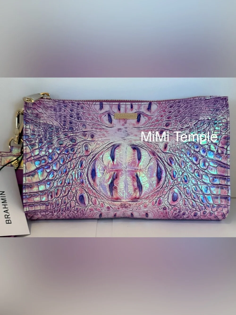 Brahmin Purple Iris Adia Clutch & Veronica Wallet Croc-Embossed 2 Pc Set - RARE